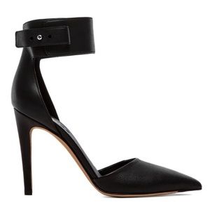 VINCE Ankle-Strap Black Leather Pump